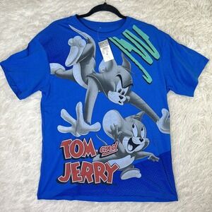 Tom and‎ Jerry Retro Pop Out Graphic Cotton Blue T-Shirt Size M NEW W/Tags RUE21
